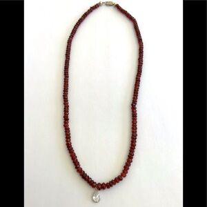 Sweet Faceted Garnet White Stone (Topaz?) Necklace